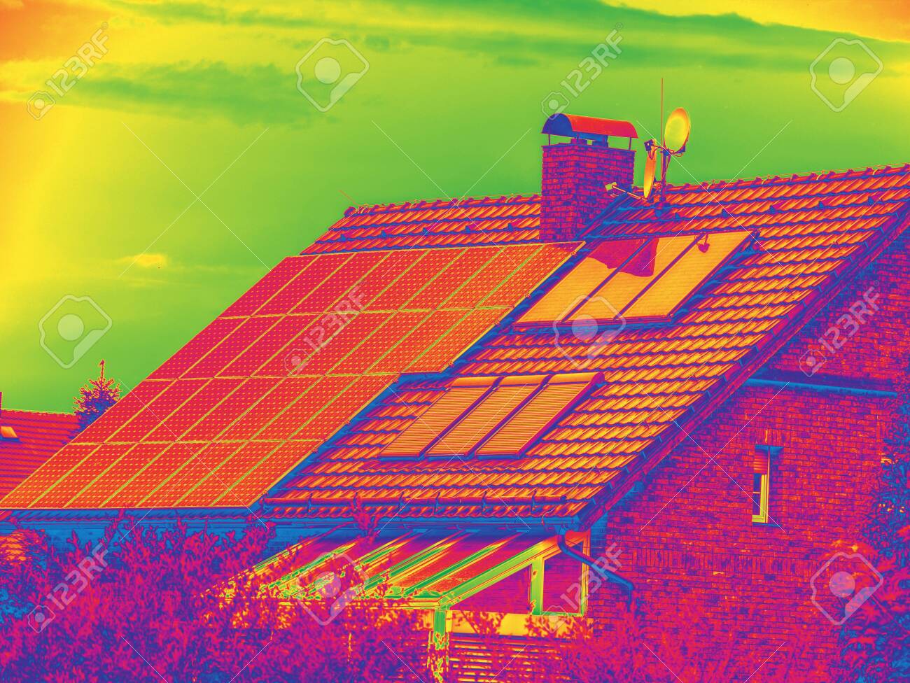 Thermal insulation from house with photovoltaic solar panels